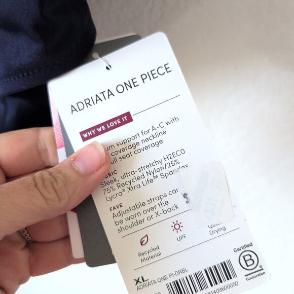 NWT $108 Athleta Swimsuit XL Adriata One Piece UPF Navy Blue Slimming Fit NEW - Picture 7 of 10